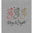 thumbnail image 5 of Merry & Bright Christmas Stocking Line Art  Women's Heather Gray Crew Neck Short Sleeve Crop Tee-Large, 5 of 6