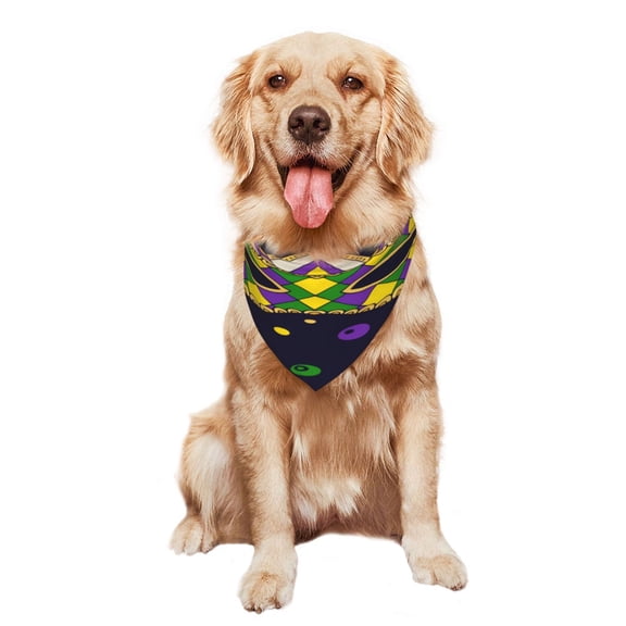 Dog Bandana Adjustable Dog Scarf Triangle Bib Handkerchief Accessories For Dogs Cats Holiday Mardi Gras Carnival Purple