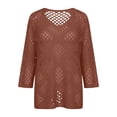 thumbnail image 5 of Crochet Lattice Tops For Women Womens Tops Short Sleeve Tops For Women Beachy Tops For Women Blouses For Women Dressy Casual Trending Womens Clothes Short Sleeve Crochet Sweater, 5 of 5