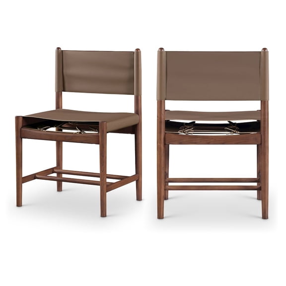 Meridian Furniture Rawlins Brown Vegan Leather Upholstered Dining Chair, Set of 2