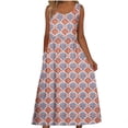 thumbnail image 2 of Bajo Vestido Pantalones Cortos Mujeres Casual Cuello Redondo Impresión Bolsillos sin Mangas Vestido Vestido Corto para Mujeres Verano, 2 of 5