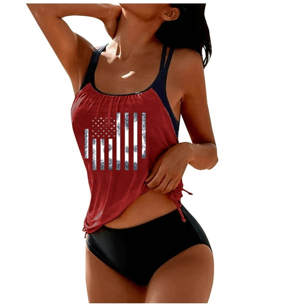 Trajes de Baño de Corte Alto para Mujeres Traje de Baño Dividido con Cordón Suelto, con Cojín de Pecho sin Soporte de Acero para Piscina Y Playa