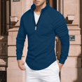 thumbnail image 2 of Mens Golf Shirts Zipper Slim Fit Stretch Shoulder Pleated Zip Mens Workout Shirts Golf,Navy,3XL, 2 of 6