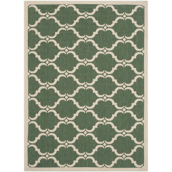 SAFAVIEH Courtyard Estelle Geometric Indoor/Outdoor Area Rug, Dark Green/Beige, 4' x 5'7"
