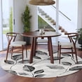 thumbnail image 4 of Grey Black Leaves Round Area Rug 5ft Washable Large Round Rug for Living Room, Soft Non-Slip Circle Rugs for Dining Room, Spring Retro Botanical Branches Floor Carpet for Bedroom Entryway Home Office, 4 of 9