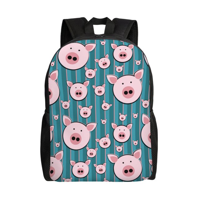 Lsque Funny Pig Faces Travel Laptop Backpack, Business Slim Sturdy Laptops Backpack, Water Resistant College School Computer Bag Gift Fits 15.6 Inch Notebook