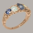 thumbnail image 3 of LBG British Made 9k Rose Gold Genuine Natural Tanzanite & Opal Womens Band Ring - 33 size options - Size 5.5, 3 of 6