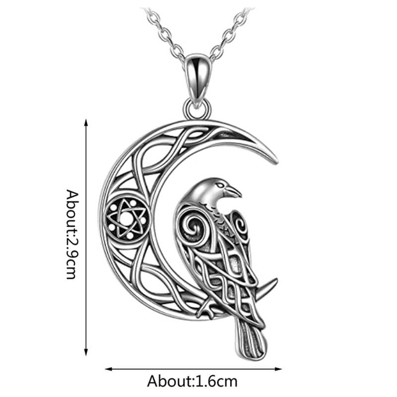 Sjenert Raven/Owl/Fox/Crow Necklace Celtic Crescent Moon Viking Animal Lover Jewelry Birthday Gifts for Women(Silver), Women's, Size: One Size
