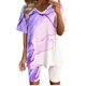 thumbnail image 1 of Blusas para Mujeres Casual V-Cuello Impresión de Manga Corta Blusa Y Pantalones Cortos Conjunto, Traje Casual para la Primavera, 1 of 4