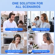 AOC Wireless Headset with Microphone for Work, Bluetooth Headset, Computer Headset with Noise Cancelling Mic, Charging Base, USB Dongle for Work, Cell Phones, Computer, Black