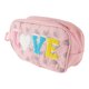 thumbnail image 1 of 1 Pc Bolsa de Maquillaje Portátil con Asa Lateral para Mujeres, Amor, para Viajes, Vacaciones, Camping, Rosa PU, 1 of 3