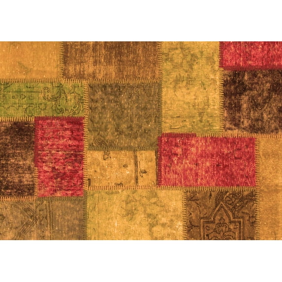 Ahgly Company Indoor Rectangle Patchwork Orange Transitional Area Rugs, 7' x 10'
