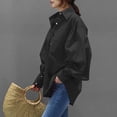 thumbnail image 5 of Womens Solid Color Casual Shirt Long Sleeve Lapel Button Blouse Loose Top Turn Down Collar Black XXL, 5 of 7
