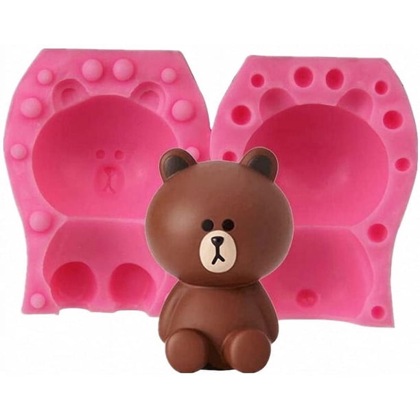 Molde de vela de oso 3D de tamaño pequeño, molde de silicona de oso de peluche para fondant, decoración de pasteles, chocolate, jabón hecho a mano, barra de loción, bomba de baño, cera, crayón,