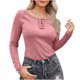 thumbnail image 2 of Ailaofu Women’s Long Sleeve Henley T Shirts Button Down Slim Fit Tops V-Neck Ribbed Knit Shirts, 2 of 6