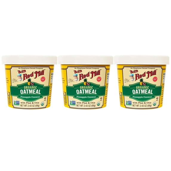 Bob's Red Mill Organic Gluten-Free Pineapple Coconut Oatmeal Cup, 2.43 oz. (Pack of 3)