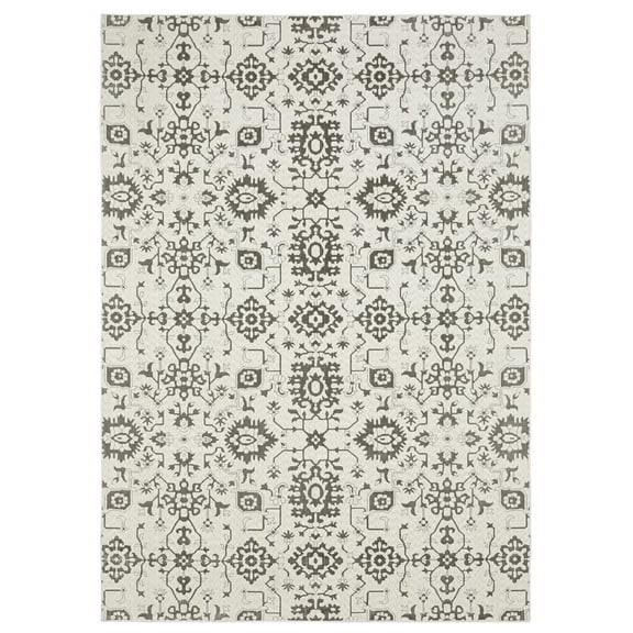 Oriental Weavers Intrigue Area Rug INT08 Traditional Ivory Medallion Floral 3'10" X 5' 5" Rectangle