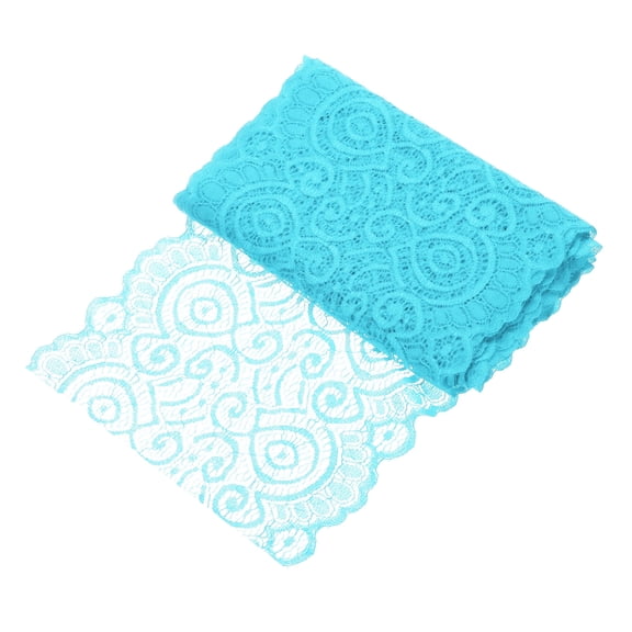 Uxcell 7.1 Inch Wide 5 Yard Lace Ribbon Floral Pattern Light Lake Blue Lace Trim Ribbon for Sewing Making