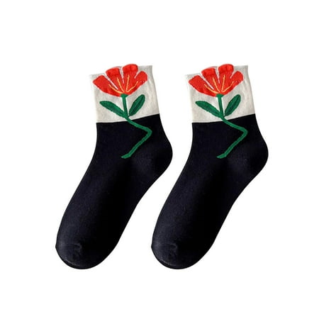 

Women s Socks Socks Stretch Breathable Floral Decorative Soft Black
