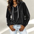 thumbnail image 6 of Ihhxva Women's Velvet Hoodie Loose Fit Drawstring Top Casual Long Sleeve Soft Cozy Sweatshirt for Fall Winter Lounge Streetwear S-2XL, 6 of 9