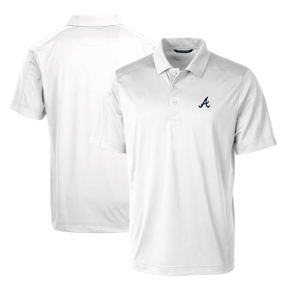 Men's Cutter & Buck White Atlanta Braves Prospect Textured Stretch Polo