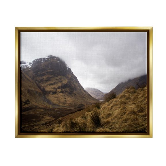 Stupell Industries Desert Hill Peaks Arid Vegetation Heavy Clouds Photograph Metallic Gold Floating Framed Canvas Print Wall Art, Design by Daphne Polselli