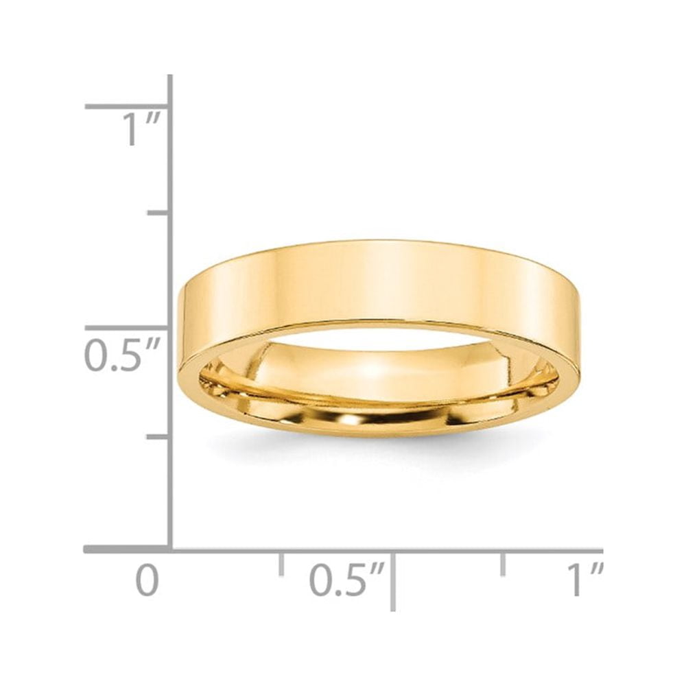 Primal Gold 14 Karat Yellow Gold 5mm Standard Flat Comfort Fit Band Size 5.5