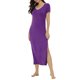 thumbnail image 2 of INSPIRE CHIC Pijamas de Mujer Vestido Largo con Escote en V y Abertura Lateral Camisón de Noche Talla XS Color Púrpura, 2 of 6