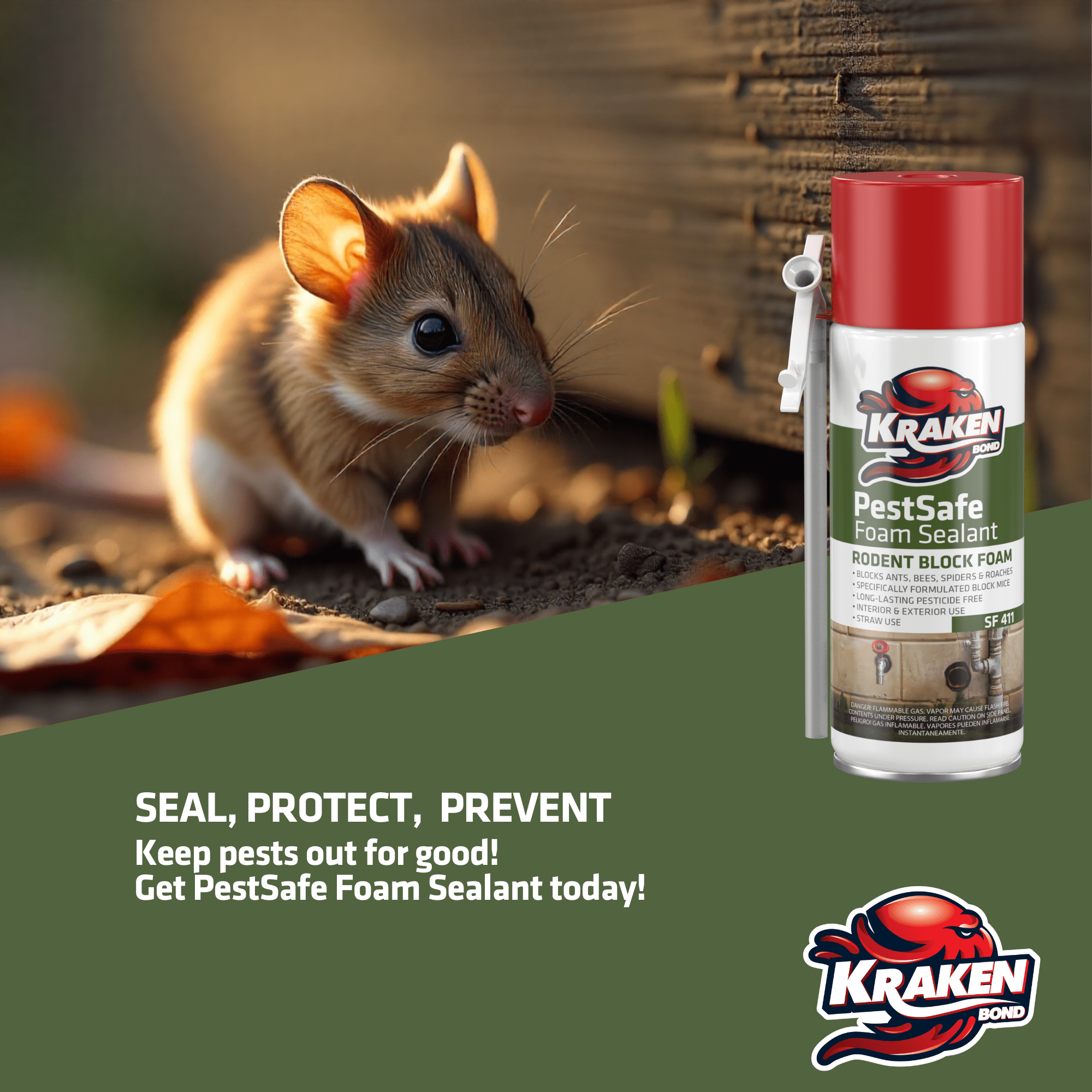 Kraken Bond PestSafe Straw Foam Sealant - Pest Rodent Block Foam