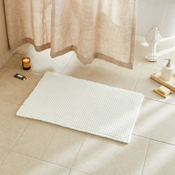 Alfombra de baño TYUU Waffle, antideslizante, 60 x 40 cm, color blanco