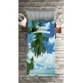 thumbnail image 2 of Ambesonne Seascape Quilted Coverlet 2 Pcs, Mahe Island in Seychelles, Twin Size, Green Blue Aqua, 2 of 2