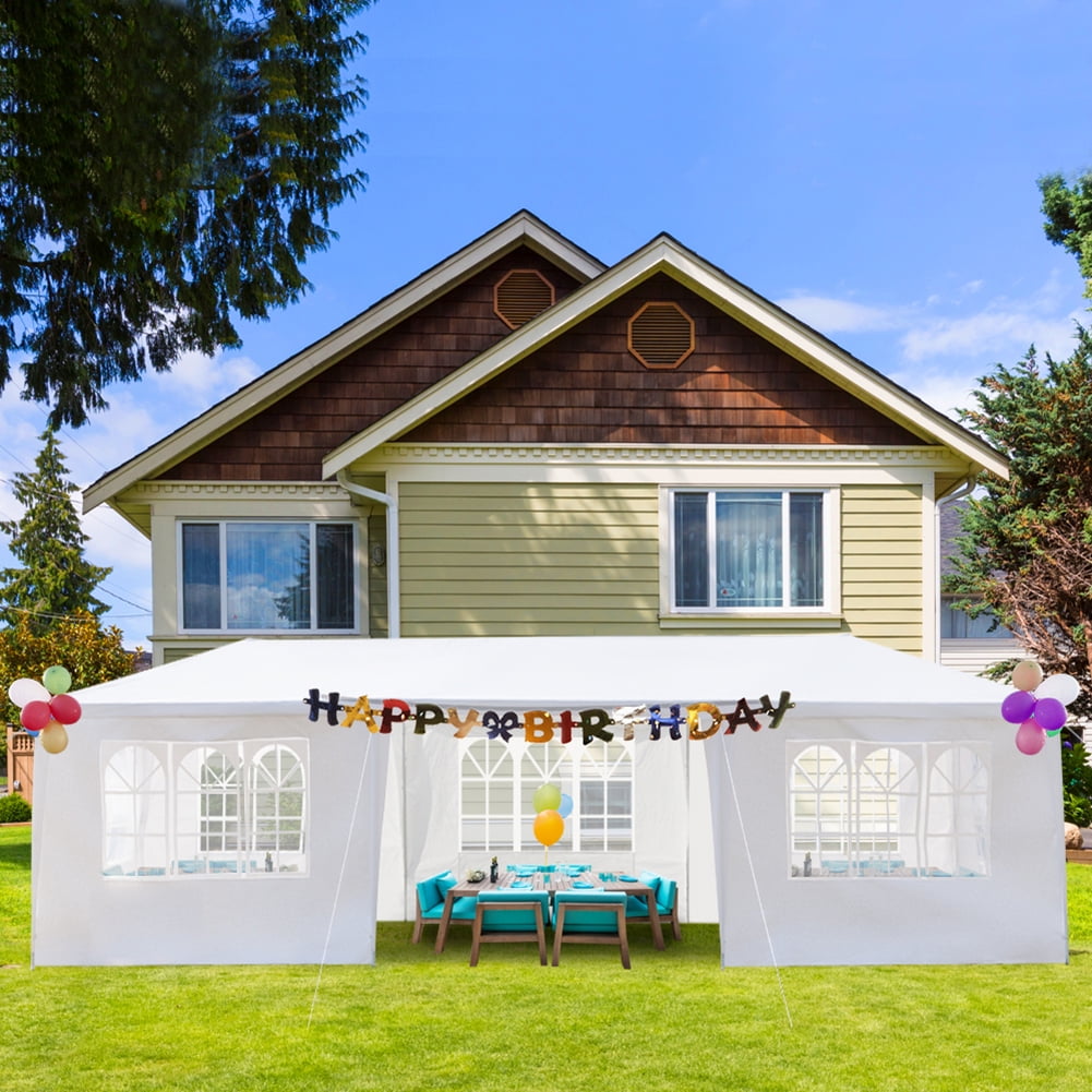 Kepooman 10'x30' Outdoor Party Tent, Wedding Sun Shelter with 7 Removable Sidewalls, Waterproof Tent for Outdoors, White