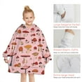 thumbnail image 6 of Colorful Mushroom Floral Pink Pattern Blanket Hoodies for Kids 6-13YR Oversize Wearable Blanket Hoodies for Boys Girls Teens, 6 of 7