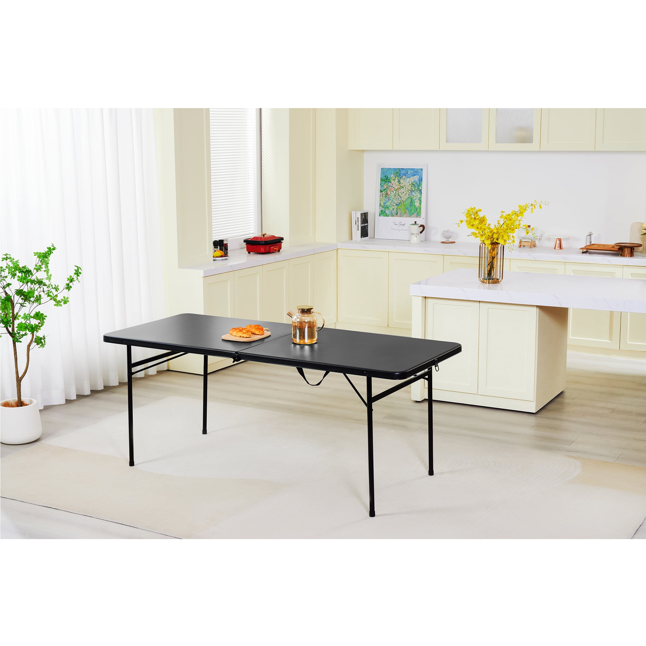 Mainstays 6' Rectangle Centerfold Folding Table, Black