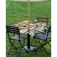 thumbnail image 4 of Boanket Outdoor Tablecloth with Umbrella Hole for Patio/Picnic/Party/Camping, Colorful Birds Waterproof Table Cloth Square Cover Washable, Vintage Farmhouse Envelope Postmark (60"x 60"), 4 of 7
