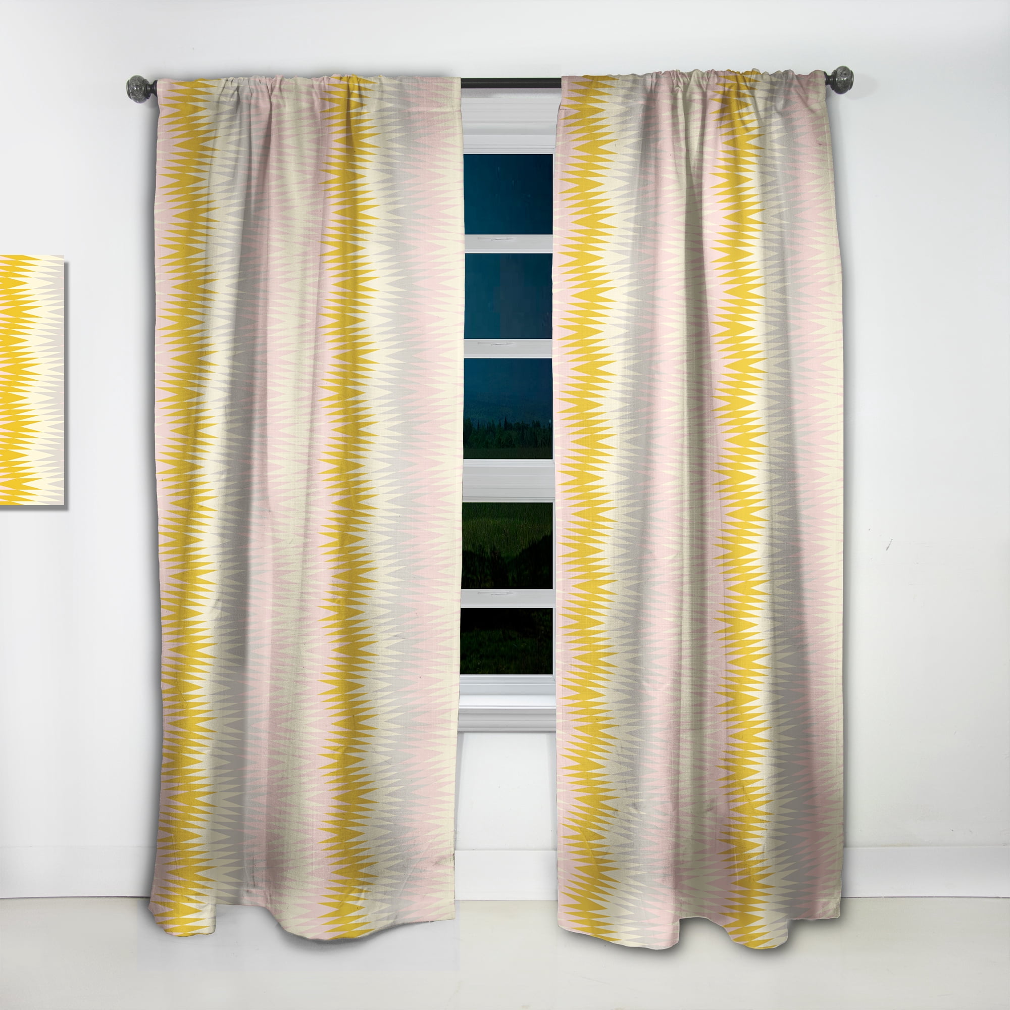 Designart 'Abstract Retro Design IV' Mid-Century Modern Curtain Panel