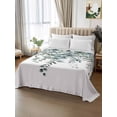 thumbnail image 2 of Green Eucalyptus Leaves Flat Sheets Only Queen Size, Soft Breathable Bed Top Sheets for Mattress, Summer Botanical Watercolor Luxury Bedding Flat Sheets for Home Hotel Bedroom Bed Protection, 2 of 9
