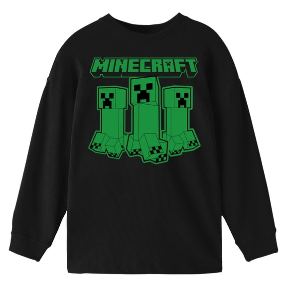 Minecraft Creepers Monochrome Graphic Long Sleeve Tee for Boys-XL (14-16)