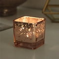 thumbnail image 6 of Efavormart 12 Pack | 2" Square Mercury Glass Candle Holders, Votive Tealight Holders Metallic With Speckled Design - Blush | Rose Gold, 6 of 11