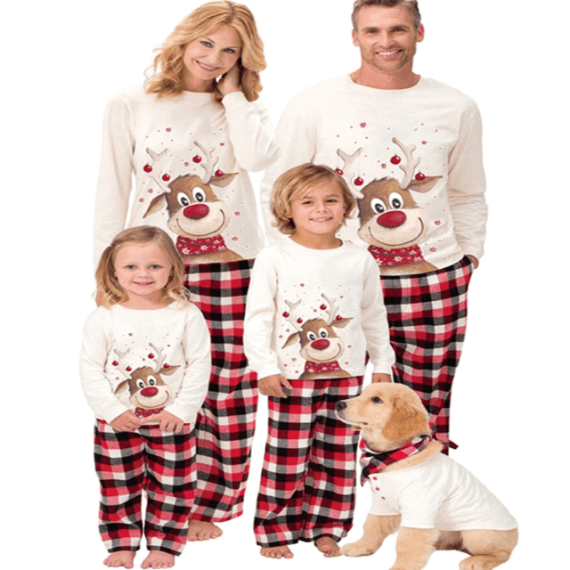 Ensemble de Pyjamas Assortis Parent-Enfant pour la Famille, Tenue de Nuit à Carreaux Dessin Animé, Ensembles de Vêtements d'Intérieur