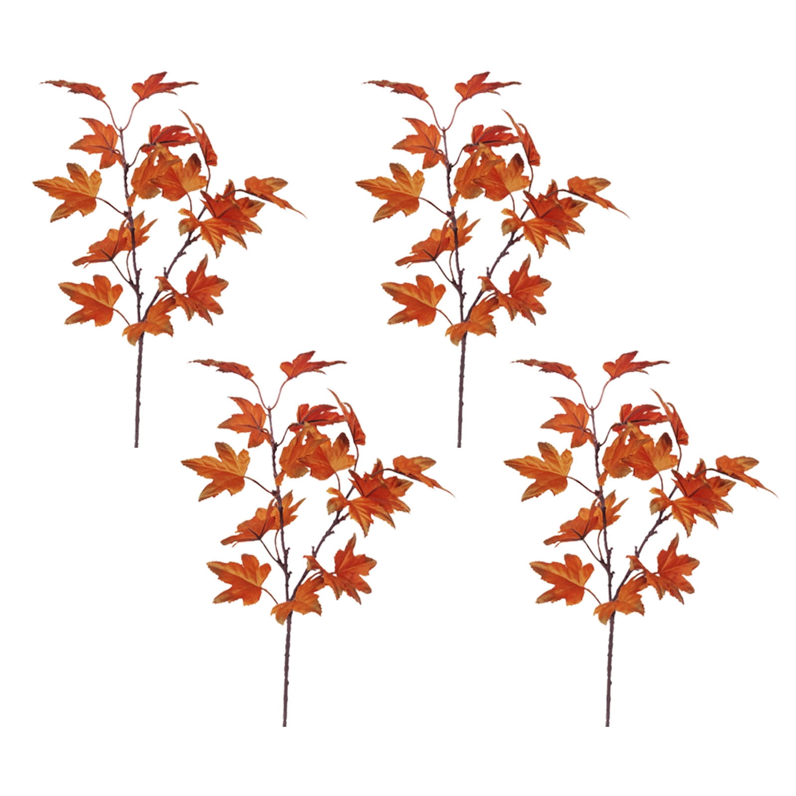 Artificial Maple Leaves 4 Branches Autumn Faux Leaf Decoration Stem