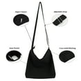 thumbnail image 4 of Muka Canvas Shoulder Bag with Zipper, Black Hobo Crossbody Handbag Casual Tote, 4 of 8
