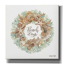 Epic Graffiti 'Beach Days Shell Wreath' by Cindy Jacobs, Canvas Wall Art, 18"x18"