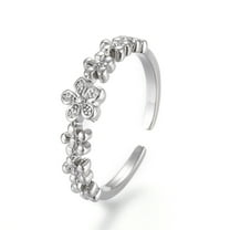 5pc Adjustable Brass Toe Rings Open Cuff Rings Open Rings Flower Platinum US Size 3(14mm)