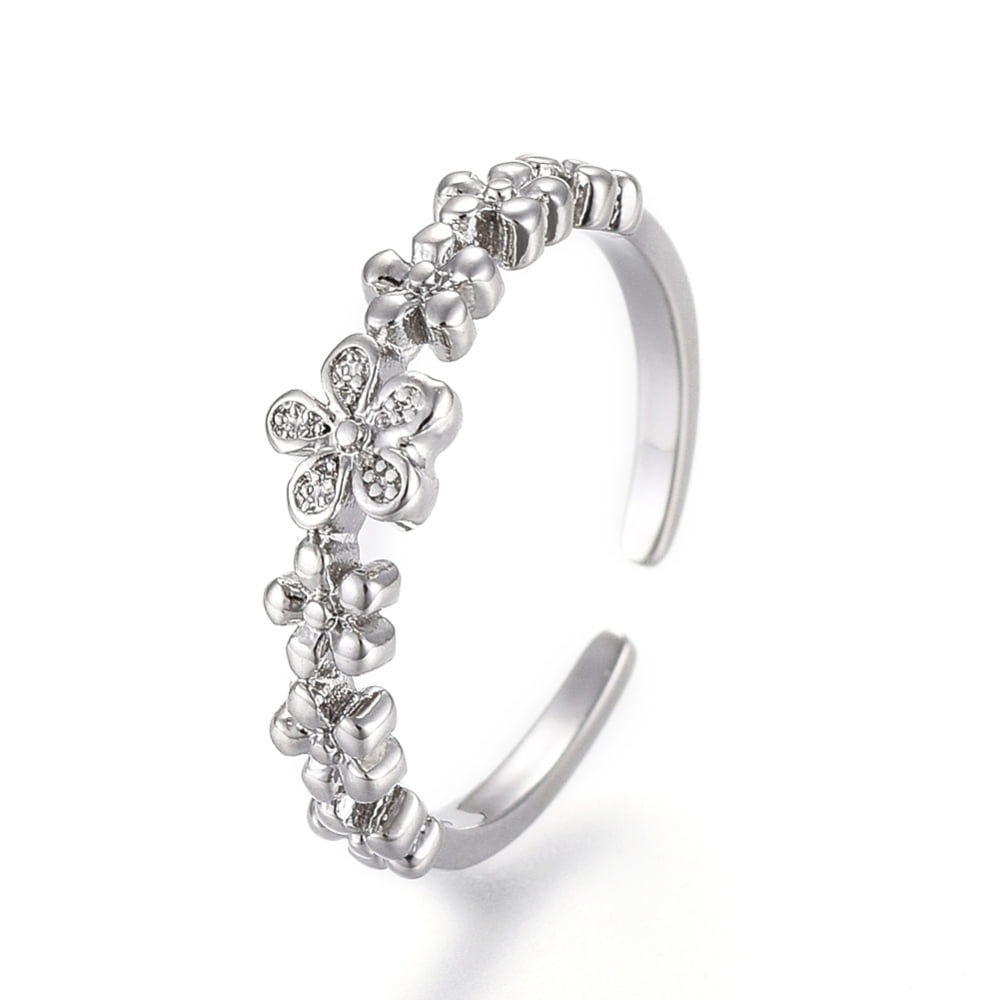 5pcs Adjustable Brass Toe Rings Open Cuff Rings Open Rings Flower Size 3(14mm)