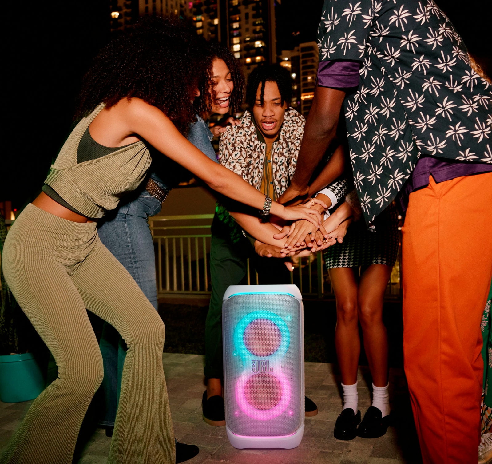 JBL PartyBox Stage 320 Bluetooth Speaker with Battery 400 Bundle - White