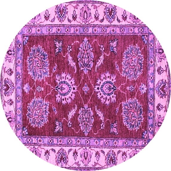 Ahgly Company Indoor Round Oriental Purple Traditional Area Rugs, 5' Round
