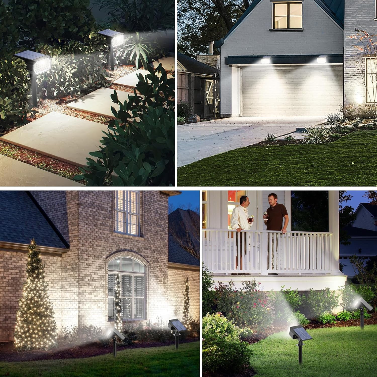 Solar Lights Outdoor, 6 pack, 3 Modes, 2-in-1 Auto On/Off, Waterproof Landscape Solar Spotlights for Yard, Garden, Wall, Pathway - Cool White