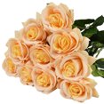 thumbnail image 1 of 10Pcs Yellow Artificial Rose Flowers, Realistic Blossom Fake Roses with Long Stems, Single Silk Roses Flower Bouquet Arrangement for Valentine's Day Wedding Bridal Shower Party Home Table -by Coolmade, 1 of 8