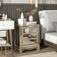 thumbnail image 4 of Clearance! W 19.7" X D 15" X H 26" Champagne mirror three extraction cabinet, multifunctional bedside table, 4 of 9